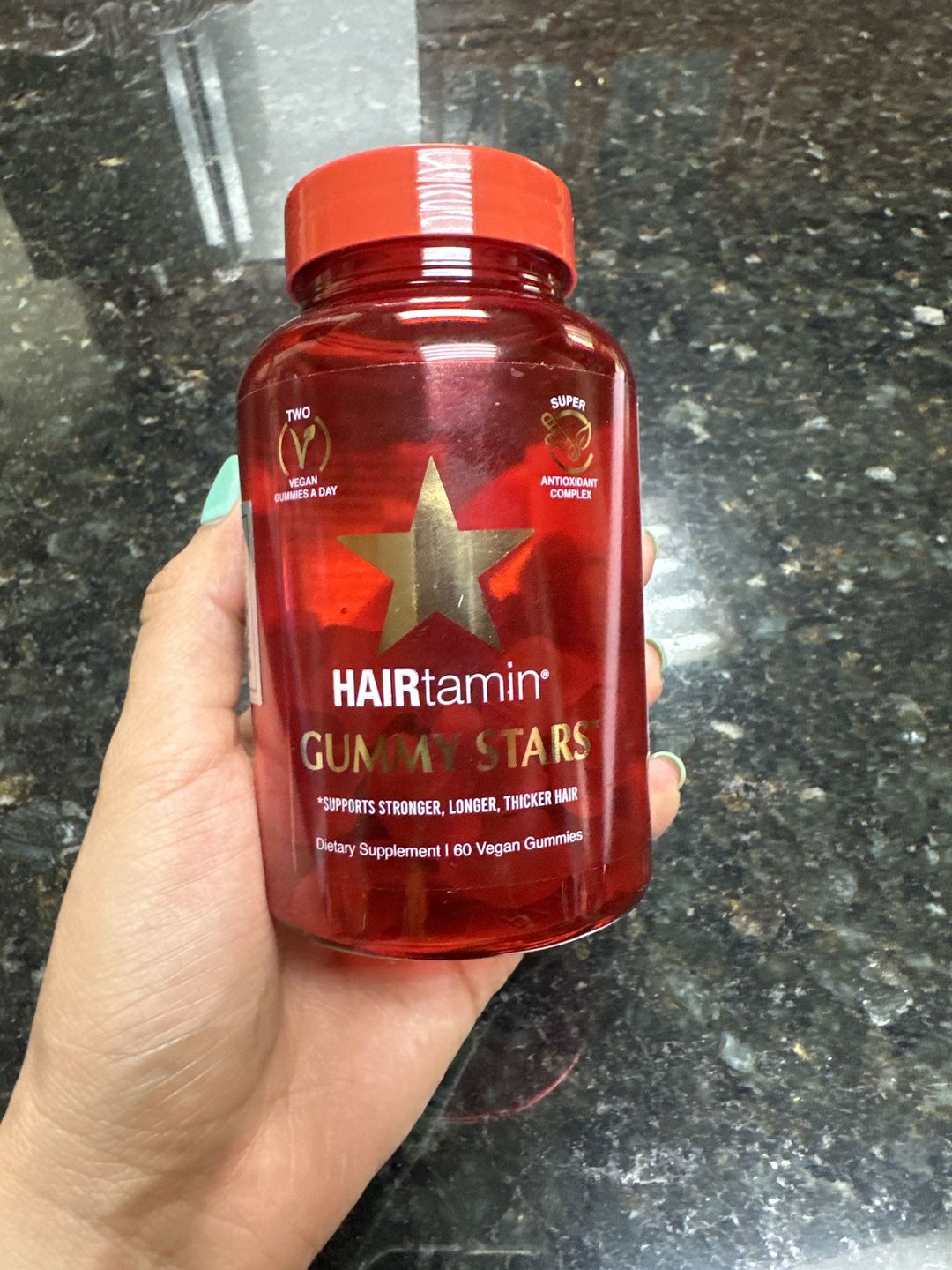 Customer photo review of HAIRtamin Gummy Stars