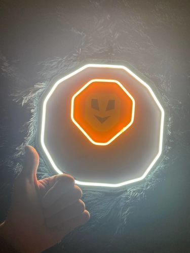 Customer photo review of HAPPY CHAOS RUNE LED NEON SIGN