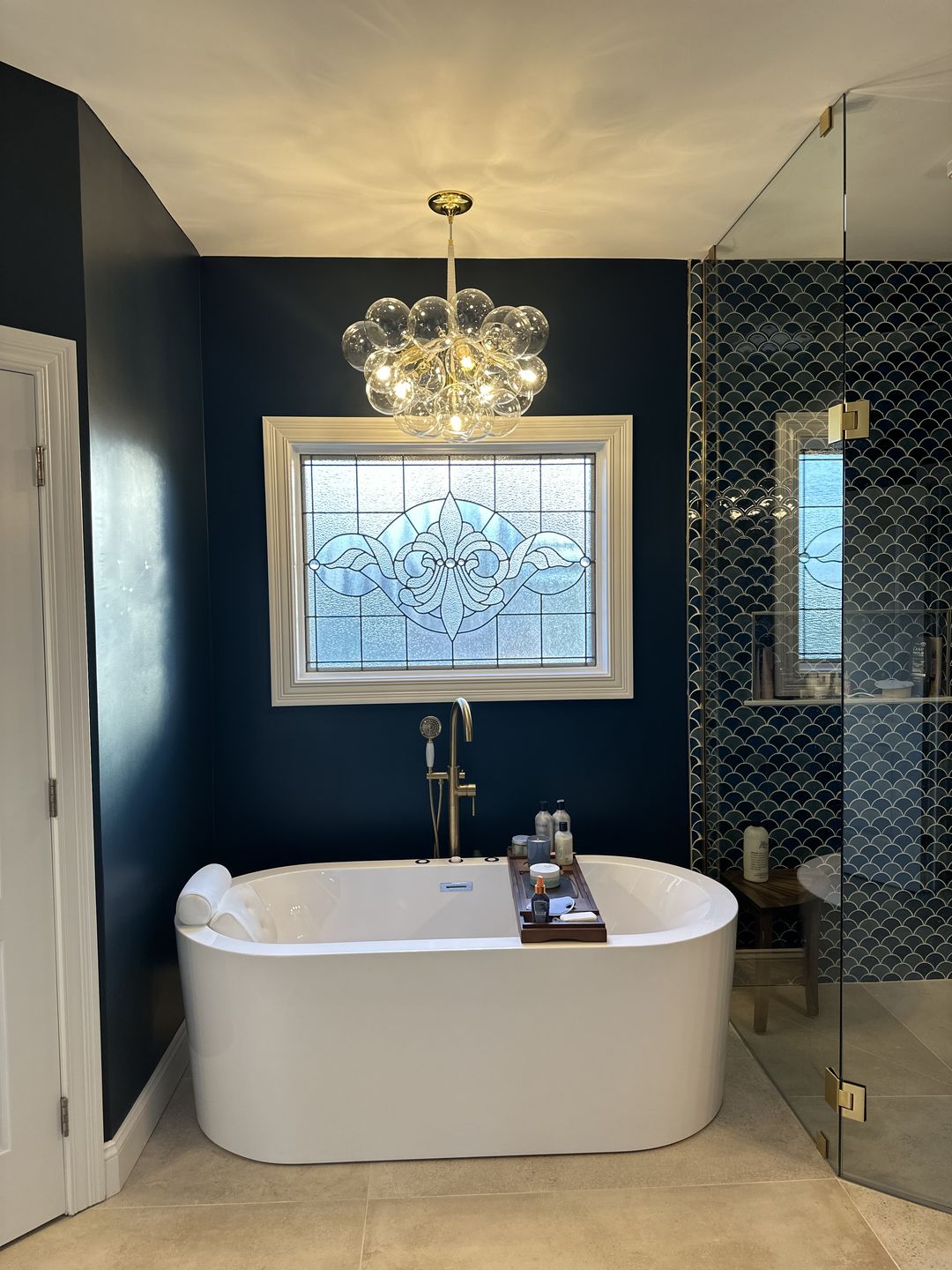 Customer photo review of Modern Clear Glass Bubble Cluster Chandelier