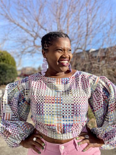 Customer photo review of Elizabeth Top | Day Rubix Print