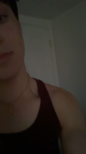 Customer photo review of Gold Stainless Steel Crucifix Necklace