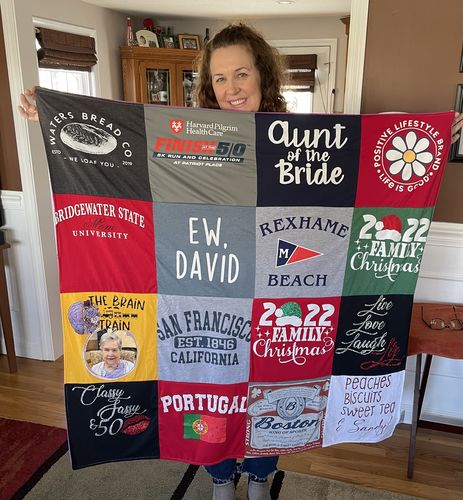 T-shirt quilt from bridgewater state university by Gloria from MA
