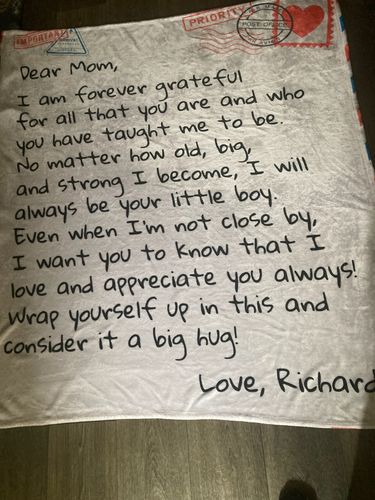 Customer photo review of Dear Mom - From Son - Personalized Giant Love Letter Blanket - SS361