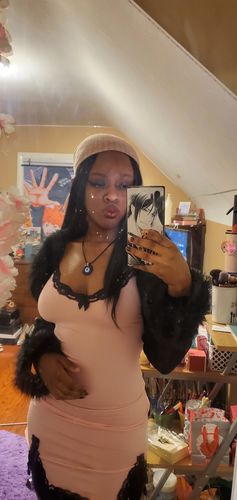 Customer photo review of Levia Black Lace Patch Bodycon Dress