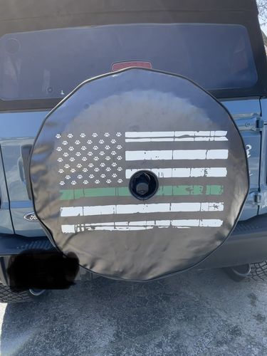 Customer photo review of Custom Spare Tire Cover for Jeep, RV, Bronco Camper, Trailer, & More