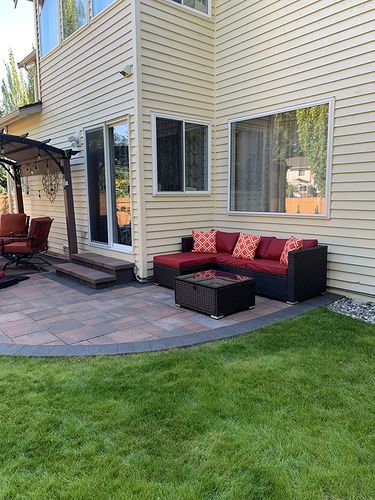 Customer photo review of HOMREST 4 Pieces Wicker Rattan Outdoor Sectional Sofa, Patio Conversation Sets with Storage Tempered Glass Coffee Table for Garden, Lawn, Balcony (Wine Red)