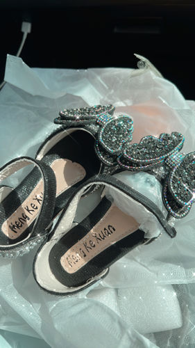 Customer photo review of Girl's Butterfly Bow Cute Sequins Princess Shoes