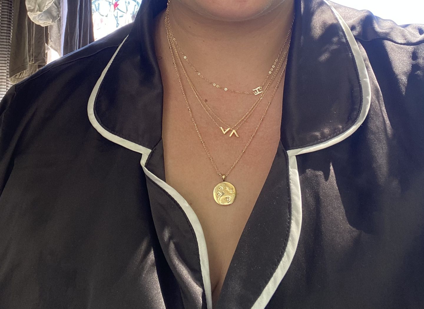 Customer photo review of Sideways Initial Letter Necklace