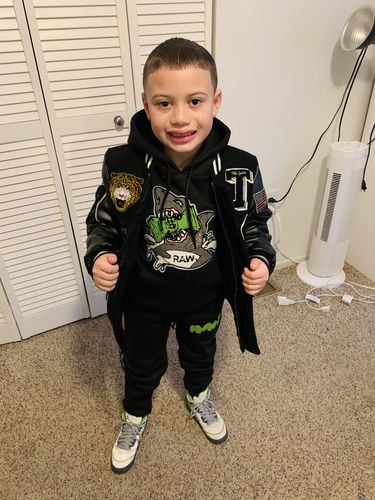 Customer photo review of Money Hungry RAW Drip Lime Chenille Hoodie and Jogger Set
