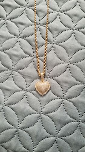 Customer photo review of ICED HEART PENDANT. - 18K GOLD