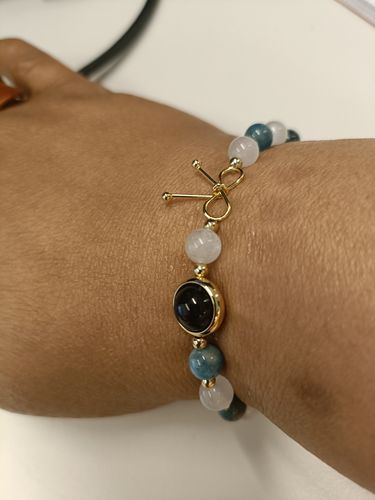 Customer photo review of Bracelet Détoxifiant Apatite et Pierre de Lune | Or fin