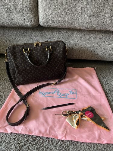 Customer photo review of PRELOVED Louis Vuitton Brown Min Lin Monogram Speedy 30 Bandolier Bag MB3170 030323