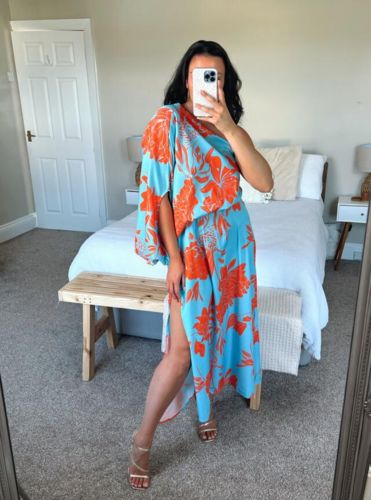 Customer photo review of Rosie Printed One Shoulder Split Hem Maxi Dress