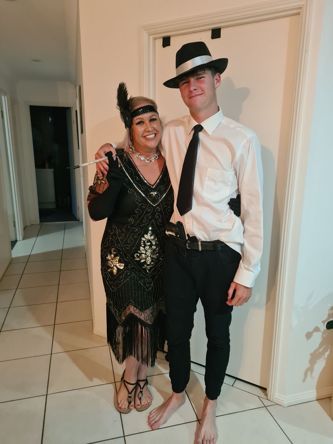 Customer photo review of 1920s Black & Gold Evelyn Plus Size Gatsby Dress