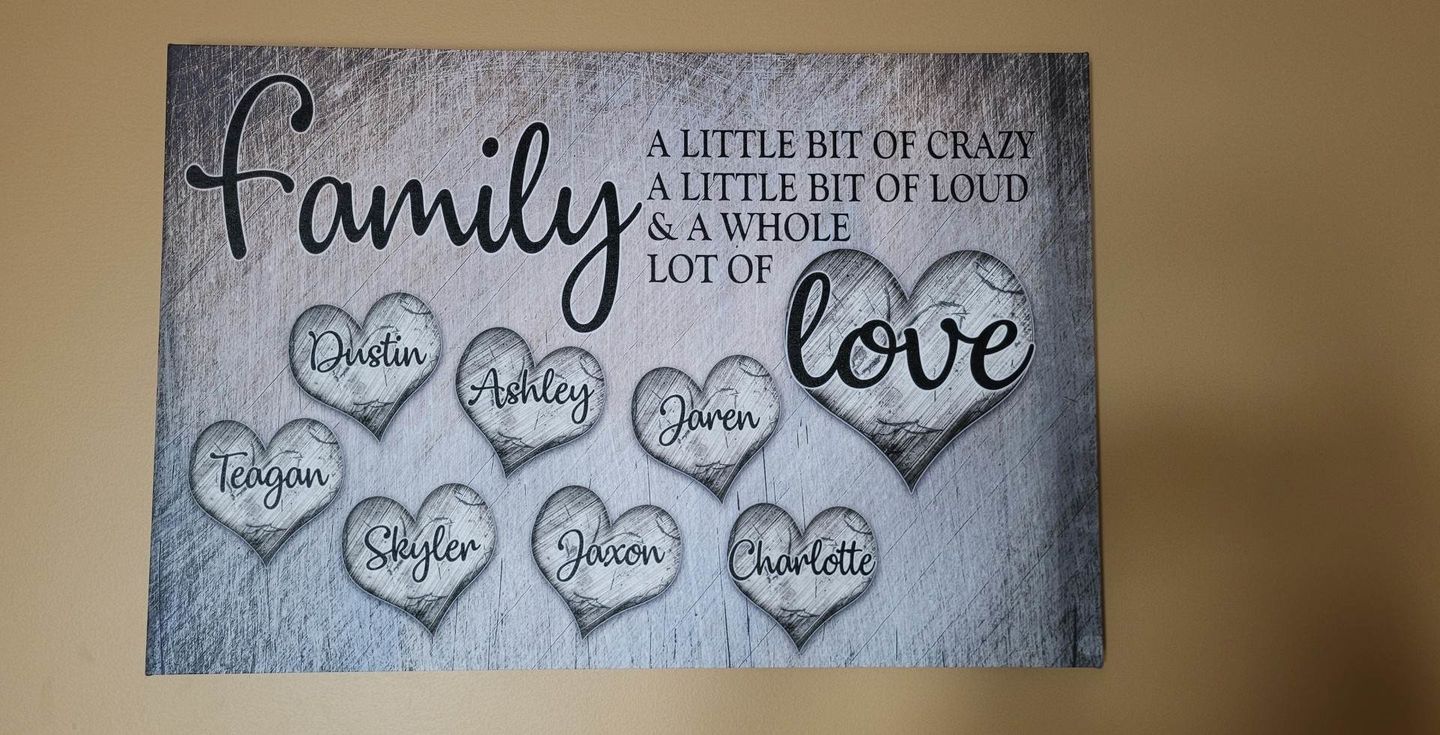 Customer photo review of Personalized "Family... Love" Premium Canvas