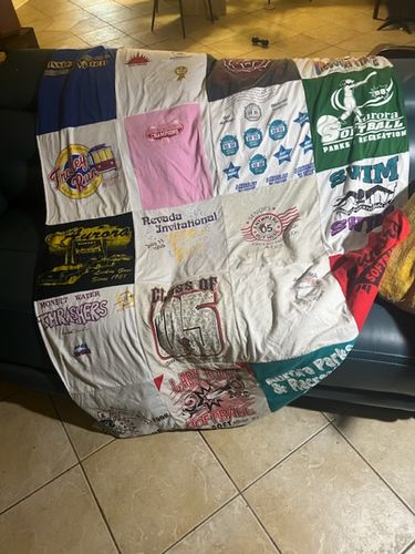 T-shirt quilt with sports, recreation themes by Andrew from FL