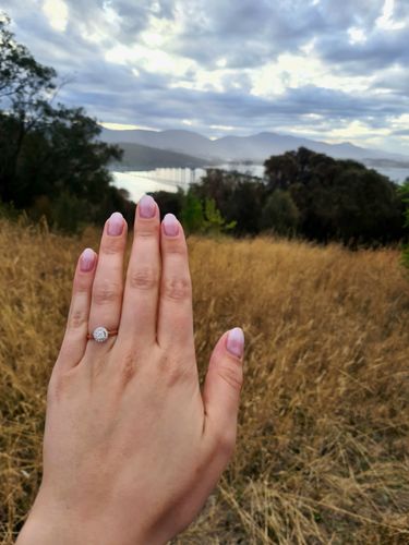 Customer photo review of 0.33ct TW Diamond Halo Engagement Ring & Bridal Set in 9ct Rose Gold