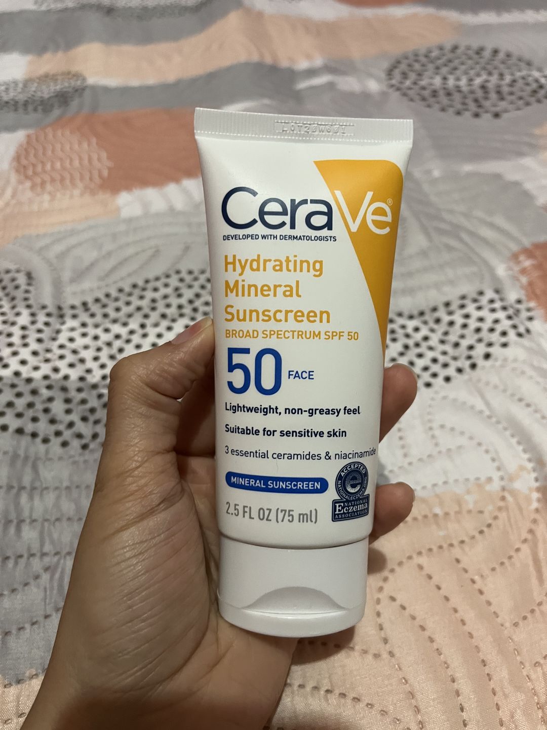 Customer photo review of Hydrating Mineral Sunscreen SPF 50 Face Lotion 75ml
