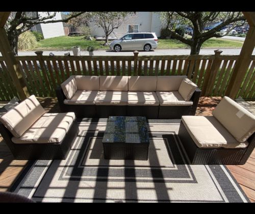 Customer photo review of HOMREST 7 Piece Outdoor Patio Furniture, Hand Woven PE Rattan Patio Conversation Sets（Khaki）