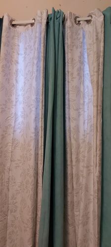 Customer photo review of Floral Natural Grey Drapery Pair