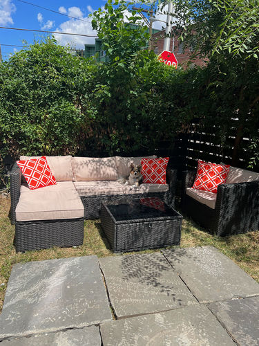 Customer photo review of HOMREST 7 Piece Outdoor Patio Furniture, Hand Woven PE Rattan Patio Conversation Sets（Khaki）
