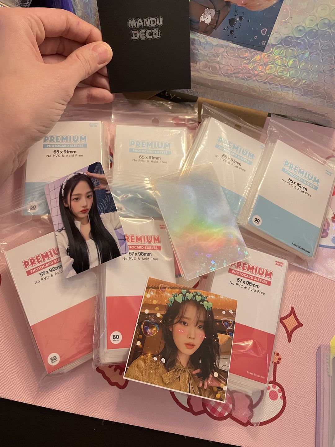 Customer photo review of PREMIUM PHOTOCARD SLEEVES - BLUE VERSION (65x91MM)