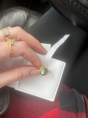 Customer photo review of Irregular Labradorite Ring (Gold)