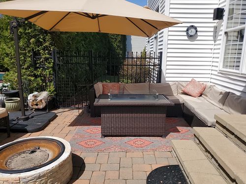 Customer photo review of Homrest 50" Propane Gas Fire Pit Table 50000 BTU Auto-Ignition with Windguard, Glass Stone, Brown