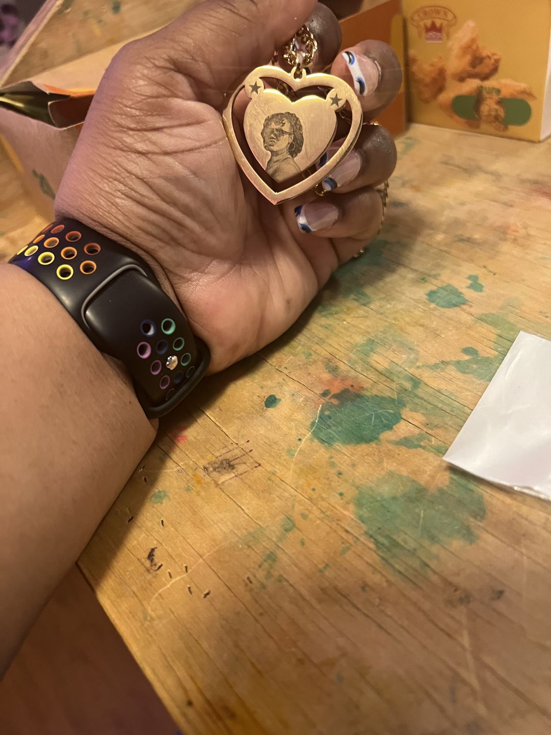 Customer photo review of Photo Engraved Heart Necklace
