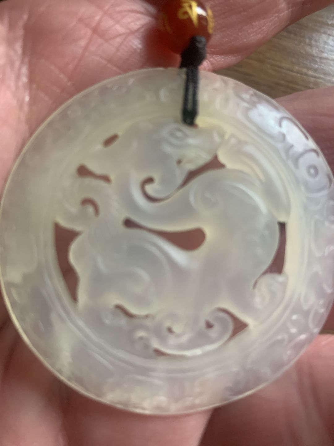 Customer photo review of Natural Jade Dragon Hollow Necklace