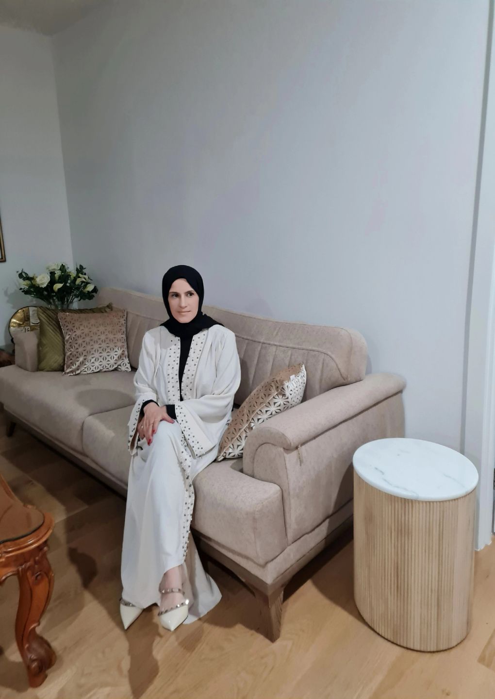 Customer photo review of Amirah Pearl Abaya - Cream