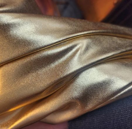 Customer photo review of Glossy Gold Stretch Faux Leather