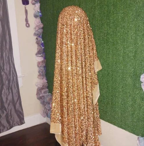 Customer photo review of Gold Sequin on Stretch Velvet