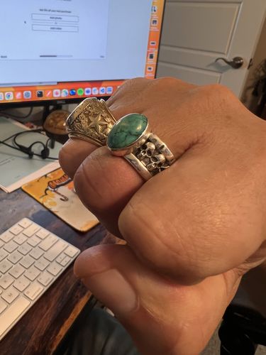 Customer photo review of Skulls Turquoise Ring for Men Sterling Silver