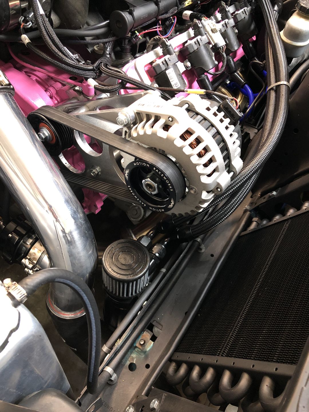 Customer photo review of LS 3" OD Billet Overdrive Alternator Pulley 6 Rib 10-10042