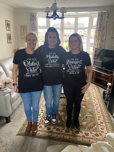 Customer photo review of Matching Sisters Slogan Tops Youngest, Middle & Oldest Child