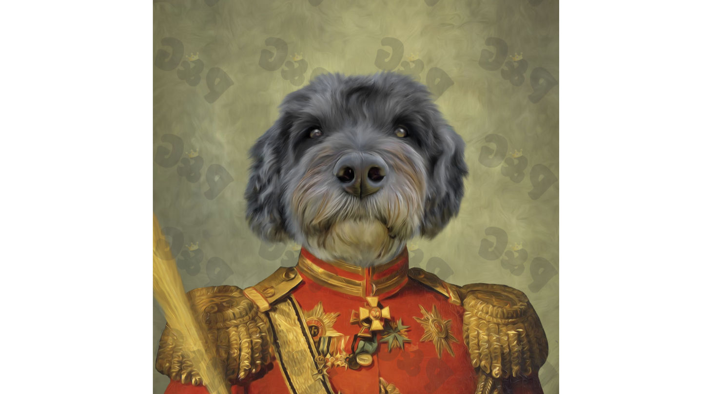 Customer photo review of The Duke: Custom Pet Portrait