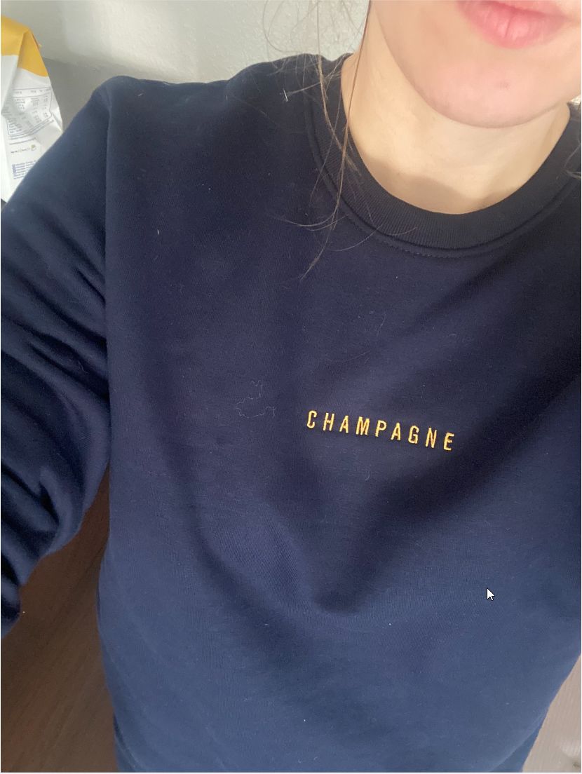 Customer photo review of The Champagne eco sweatshirt