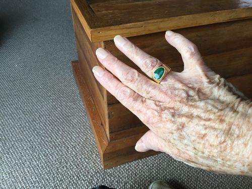 Customer photo review of FREE-FORM MALACHITE COCKTAIL RING