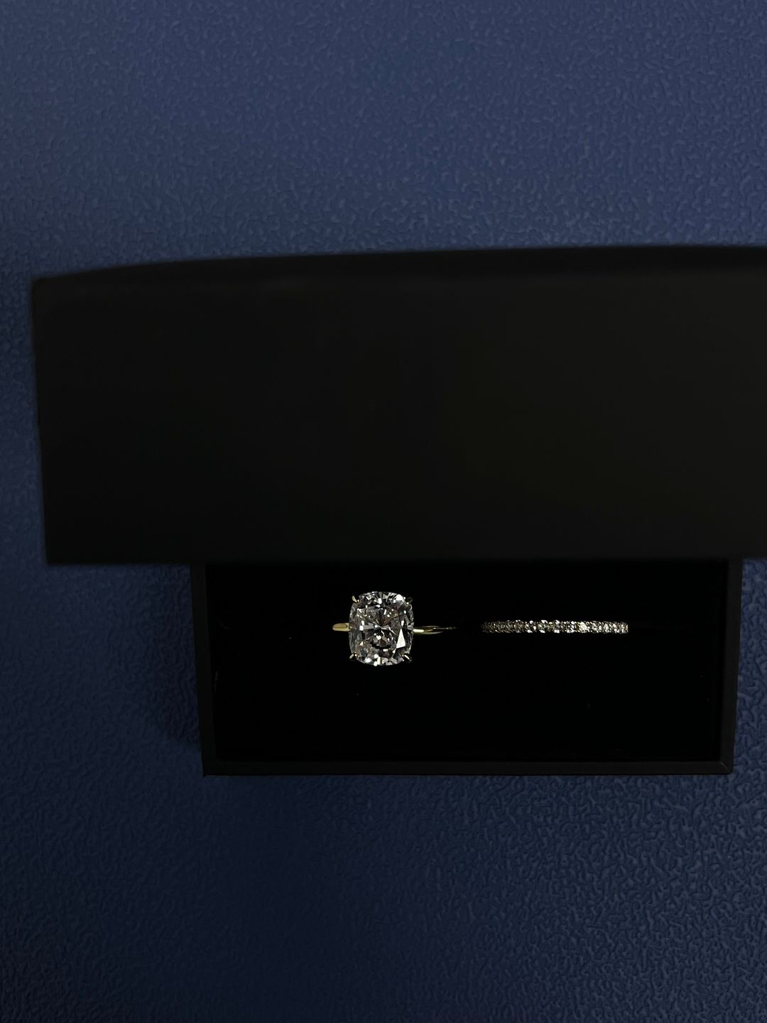 Customer photo review of S925 Classic 3.0 Carat Cushion Cut Bridal Set In Sterling Silver Stackable Wedding Rings