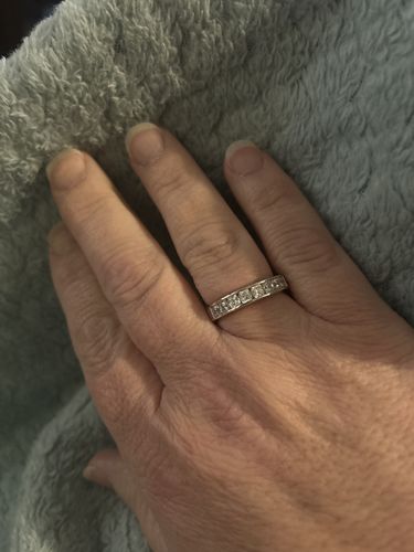 Customer photo review of Channel Cushion CZ Eternity Ring in Sterling Silver