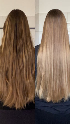 Customer photo review of Notre soin éclaircissant pour des cheveux rayonnants en moins de 5 minutes