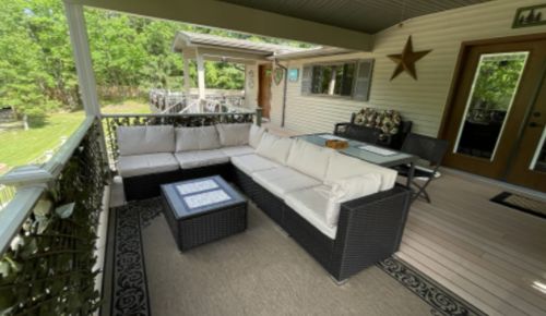 Customer photo review of 7 Pcs Outdoor Rattan Sectional Sofa w/ Adjustable Bracket, All Weather Patio Furniture Set w/ Khaki Cushion & Coffee Table
