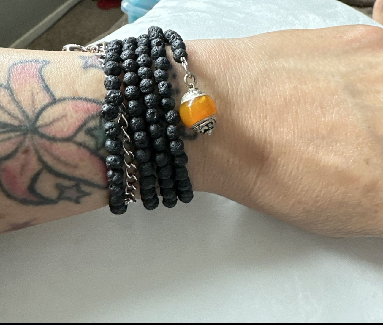 Customer photo review of Lava Stone Wrap Bracelet for Calming Emotions