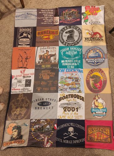 T-shirt quilt with craft beer, brewing themes by Byron from KY
