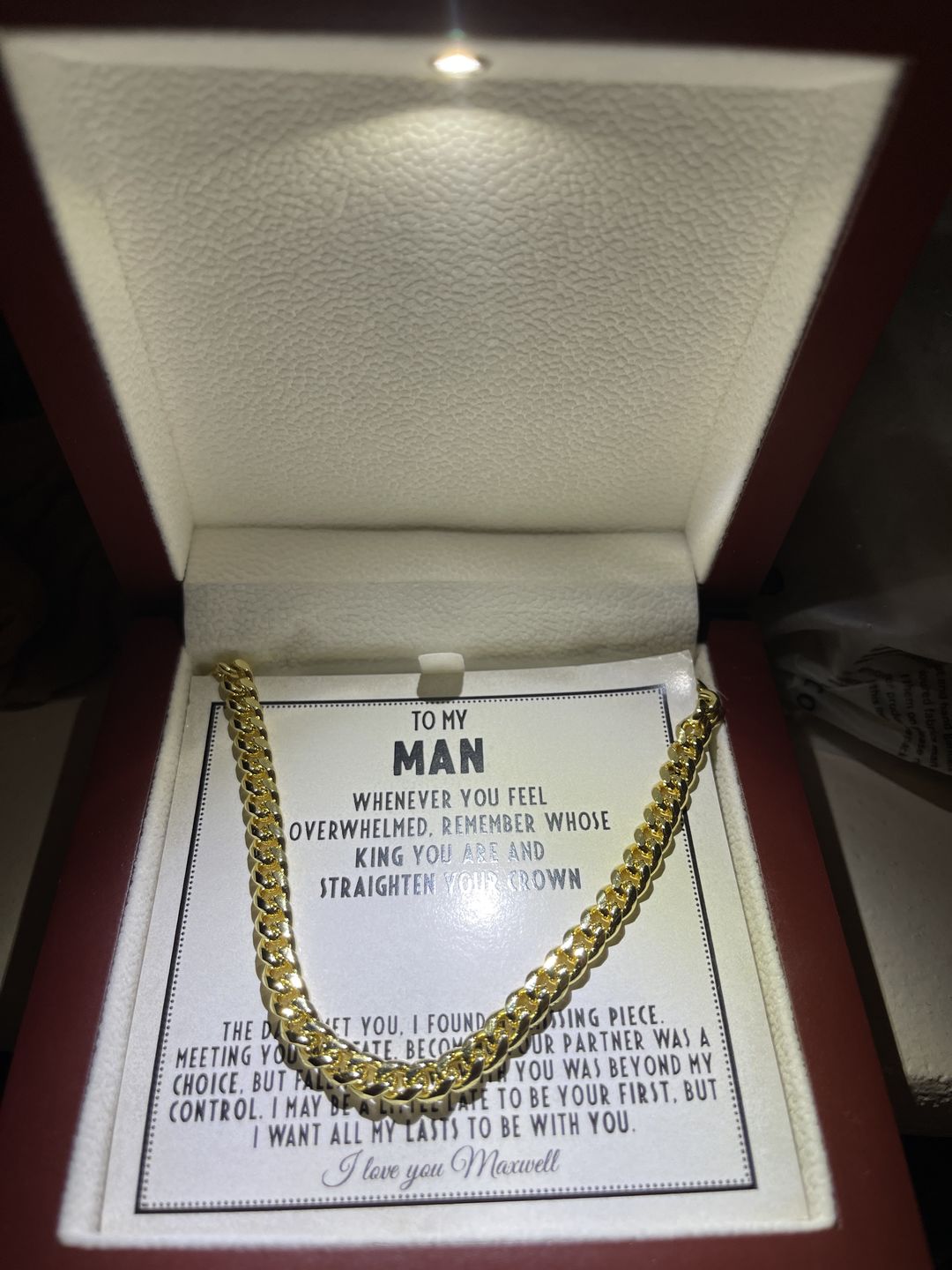 Customer photo review of To My Man - Straighten Your Crown - Cuban Link Chain Necklace