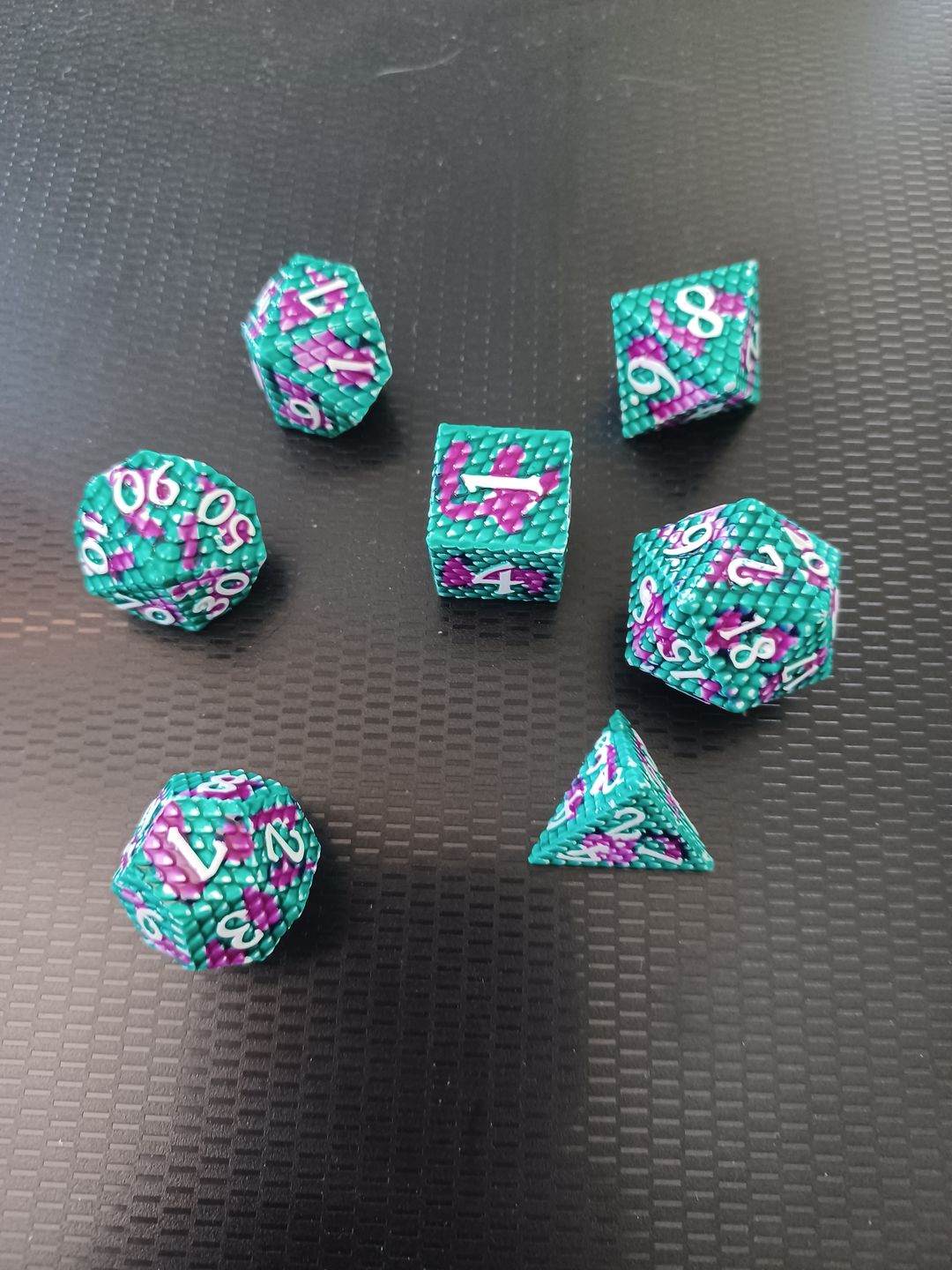 Customer photo review of Dragon Scales - Metal Dice Set