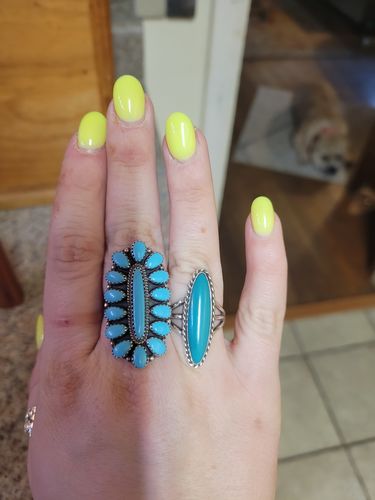 Customer photo review of Navajo Sterling Silver Turquoise Cluster Ring Signed