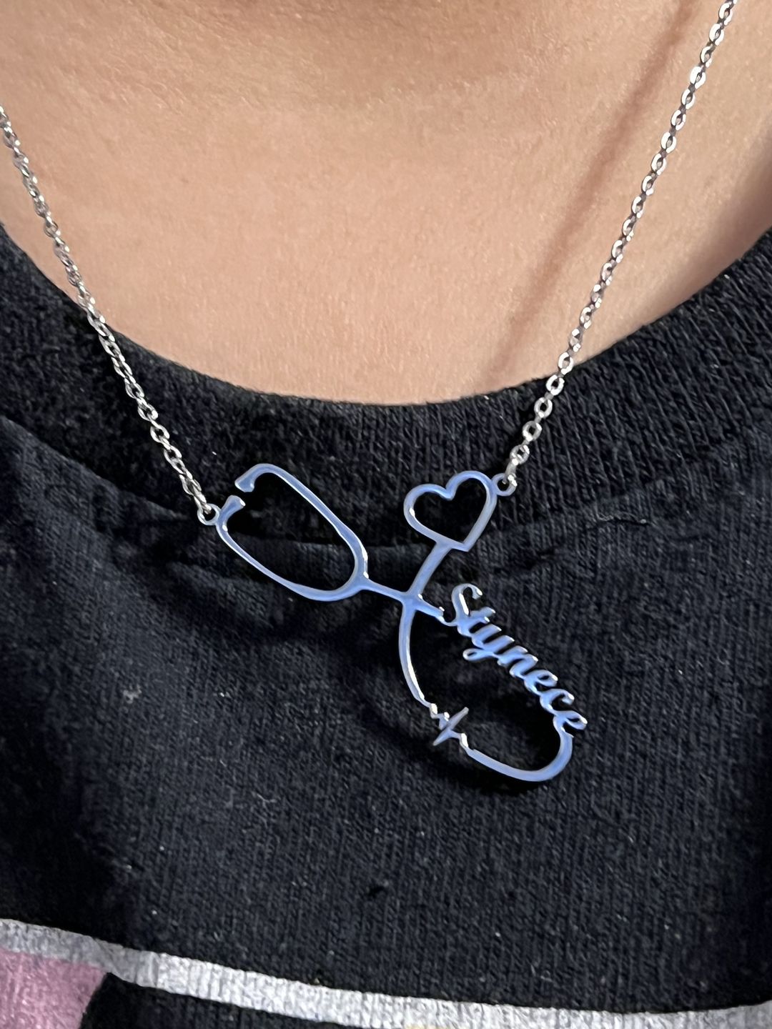 Customer photo review of Stethoscope Name Necklace EKG