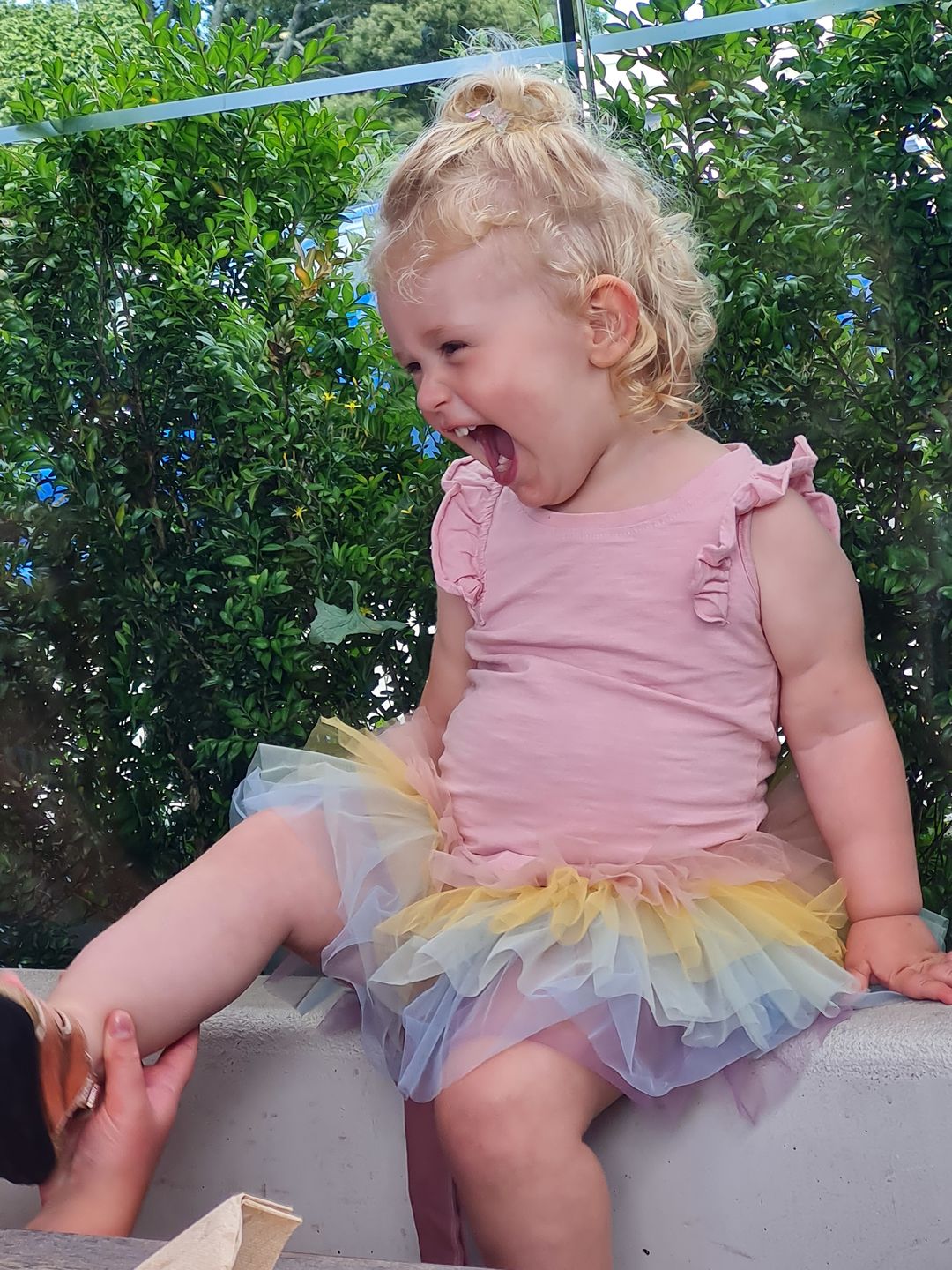 Customer photo review of Little Ballerina Tutu Skirt - Rainbow Light